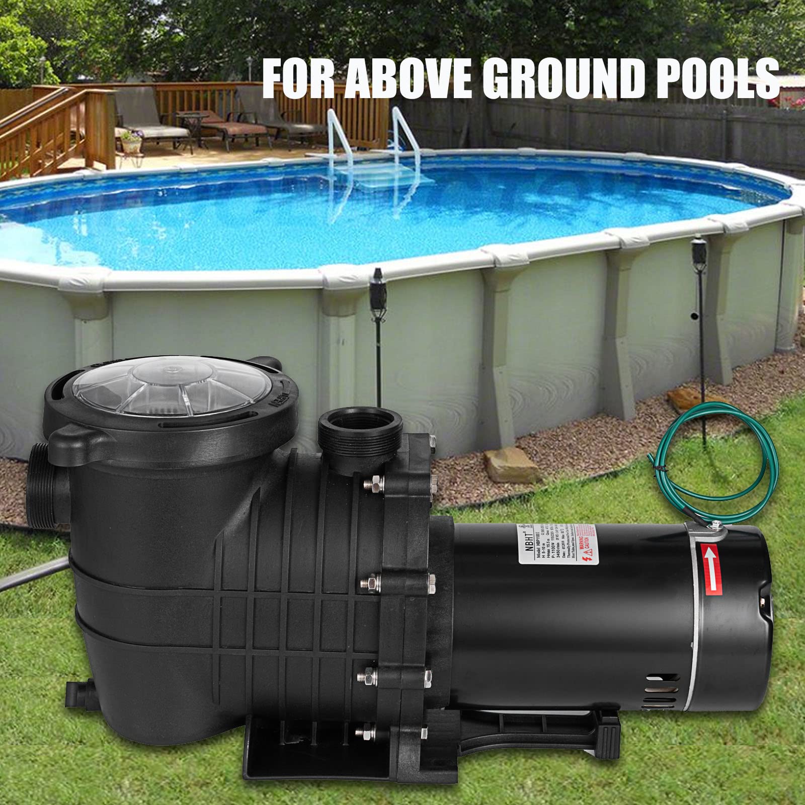 TOPDEEP 2HP Pool Pump Inground, Self Primming pool pump above ground, 6800 GPH Swimming pool pumps Dual voltage with Strainer Basket 1500W