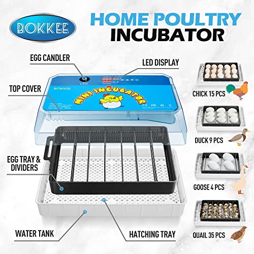 Uzumati Egg Incubator,12-35 Eggs Full Automatic Chick Incubator with Auto Egg Turner, Led Candler,Temperature Humidity Control Incubator for Hatching Chickens, Goose, Duck, Quail, Turkey