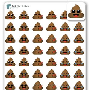 poop emoji stickers / 54 fun vinly stickers/poop & giggles/emoticon icon/essential productivity life planner/bujo bullet journaling/scrapbooking planner calendar kawaii (matte vinyl, 1 sheet)