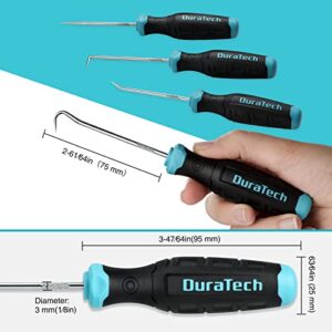 DURATECH 4 Piece Hook and Pick Set, Offset, Straight, 90°Pick and Hook, Used for Auto and Electronics Maintenance Tools, with Storage Tray