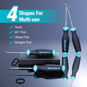 DURATECH 4 Piece Hook and Pick Set, Offset, Straight, 90°Pick and Hook, Used for Auto and Electronics Maintenance Tools, with Storage Tray