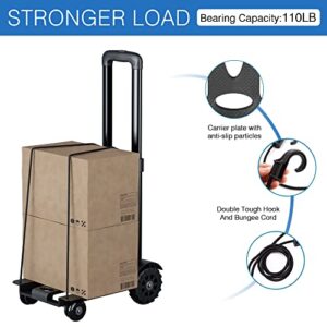 Folding Hand Truck Dolly,110 lbs Dolly Cart with Wheels Compact Collapsible Trolley Luggage Cart for Moving/Shopping/Travel/ Office Use