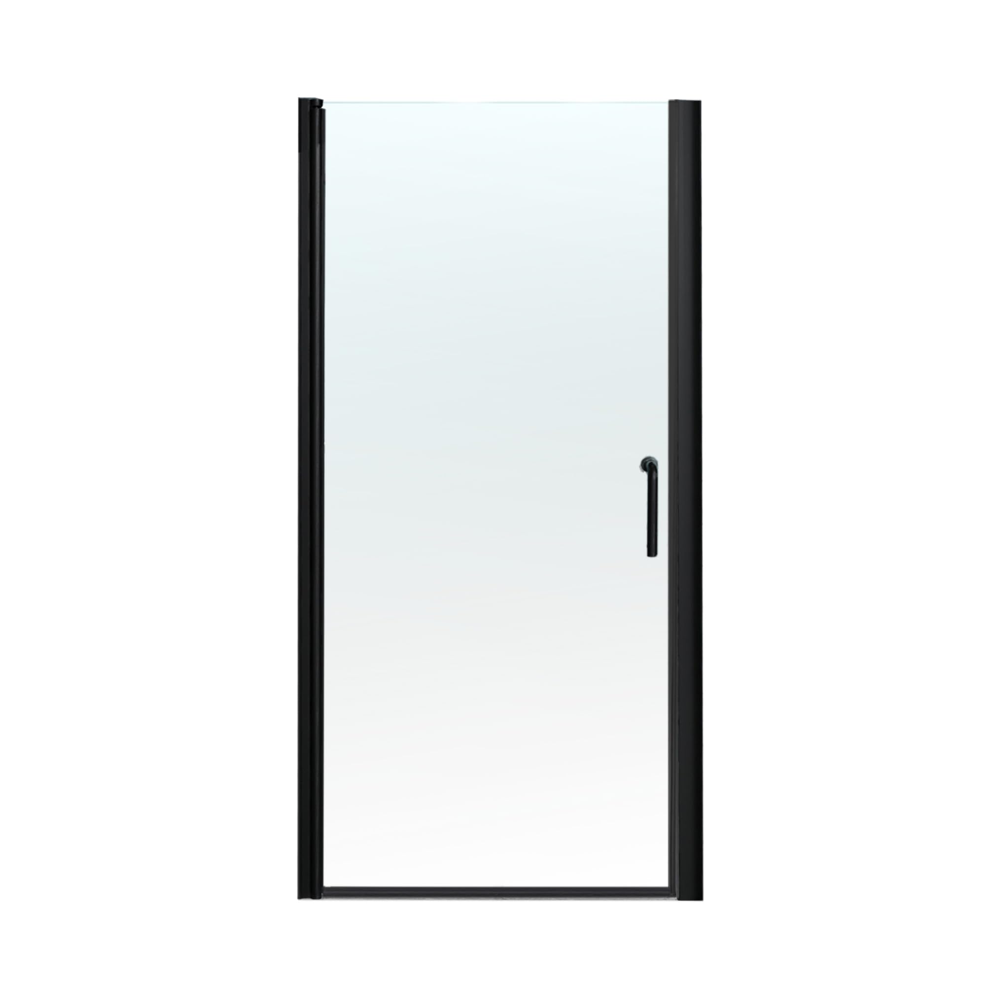 GroGro Frameless Glass Shower Door,32-33.5" W x 72" H Pivot Swing Shower Door,1/4 in Thick Clear Tempered Glass,Matte Black Finish, Black Shower Door Can Be Reversible Installation