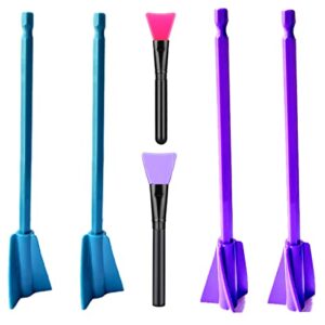 4pcs Epoxy Mixer Paddles 2pcs Silicon Brushes Epoxy Resin Mixer for Drill Paint Mixer Resin Stirrer Without Bubbles Glitter Resin Glazes Resin Molds Mixing Epoxy Tumblers Cups (Purple+Cyan)