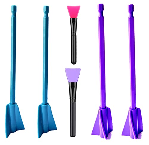 4pcs Epoxy Mixer Paddles 2pcs Silicon Brushes Epoxy Resin Mixer for Drill Paint Mixer Resin Stirrer Without Bubbles Glitter Resin Glazes Resin Molds Mixing Epoxy Tumblers Cups (Purple+Cyan)