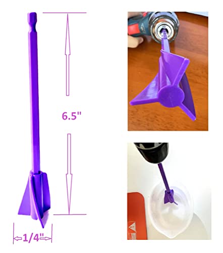 4pcs Epoxy Mixer Paddles 2pcs Silicon Brushes Epoxy Resin Mixer for Drill Paint Mixer Resin Stirrer Without Bubbles Glitter Resin Glazes Resin Molds Mixing Epoxy Tumblers Cups (Purple+Cyan)