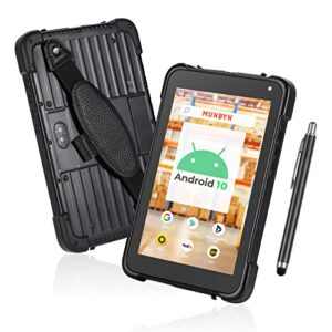 munbyn rugged android tablet, 8" heavy duty tablet android 10, 700 nits sunshine readable, military waterproof outdoors industrial tablet, ip67 mil-std-810g handheld pc for construction marine drone