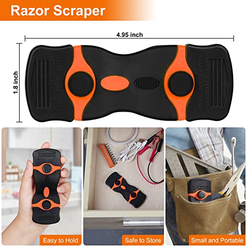 THINKWORK Razor Blade Scraper - 2Pcs Razor Scraper Set with 20Pcs Razor Blades, 2-in-1 Scraper Tool for Removing Labels, Decals, Stickers, Paint, Caulk, Adhesive