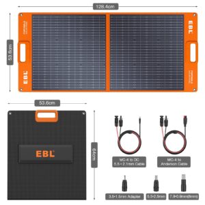 EBL Solar Apollo 100W Portable Solar Panel (Upgraded) for 240/300/500/1000/1500/2000 Power Station, with Adjustable Kickstand and Parallel Cable, Waterproof IP65 for Outdoor Camping Hiking RV Trip