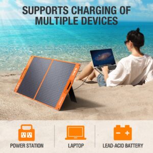 EBL Solar Apollo 100W Portable Solar Panel (Upgraded) for 240/300/500/1000/1500/2000 Power Station, with Adjustable Kickstand and Parallel Cable, Waterproof IP65 for Outdoor Camping Hiking RV Trip