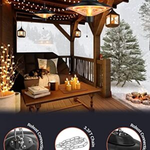 Hanging Patio Electric Heater, 1500W Outdoor Indoor Infrared Heater with 2 Adjustable Modes, Ceiling Mounted Outside Electric Heater, IP45 Waterproof, Black