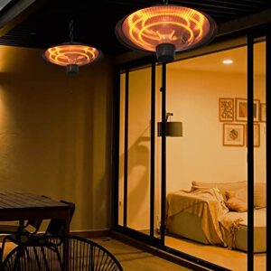 Outdoor Patio Heater, Hanging Electric Porch Heater, Ceiling Mounted Patio Heater, Waterproof Space Heater Lamp For Patio, Outdoor Heater with 2 Adjustable Modes 600W/1500W