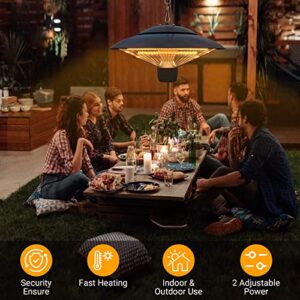Outdoor Patio Heater, Hanging Electric Porch Heater, Ceiling Mounted Patio Heater, Waterproof Space Heater Lamp For Patio, Outdoor Heater with 2 Adjustable Modes 600W/1500W