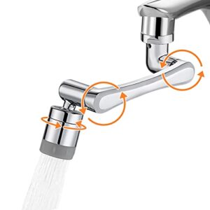 faucet aerator universal, 1080° large-angle rotating robotic arm water nozzle faucet adaptor, splash filter kitchen tap extend faucets bubbler（with tool kit）
