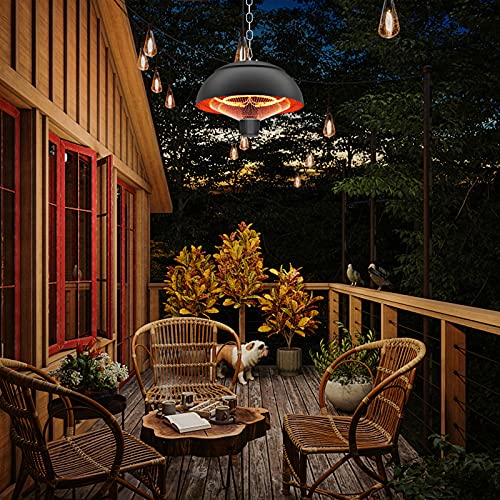 Patio Hanging Heater, Ceiling Mounted Heater, 1500W Outdoor/Indoor Waterproof Electric infrared Hanging Heater with 2 Modes Power (600W/1500W)