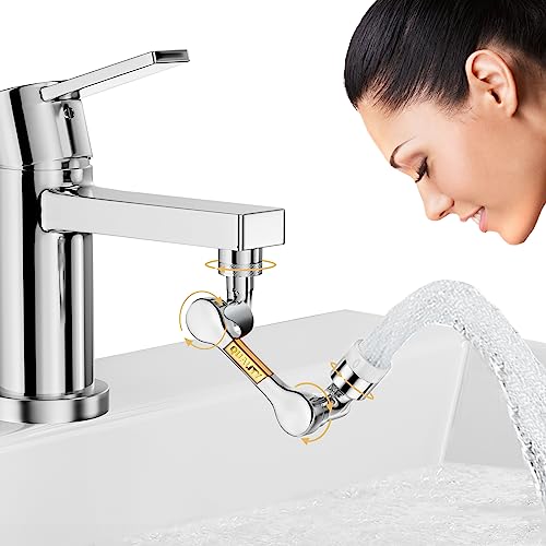 Faucet Extender Aerator Attachment, Sink Faucet Universal 1440 Rotation Sprayer Attachment, Kitchen Bathroom Faucet Extension（Black） (Silver)