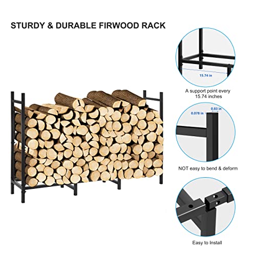 Vrisa Adjustable Firewood Rack, 4ft, Metal with 600D Oxford Cover, Waterproof and UV Proof, Ideal for Outdoor Back Porch, Backyard Deck, Tool Shed, Wood Shed