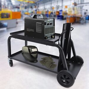 Welder Cart on Wheels, Universal 2-Tier Rolling Welding Cart for TIG MIG Welder and Plasma Cutter Storage, 110 Lbs Capacity