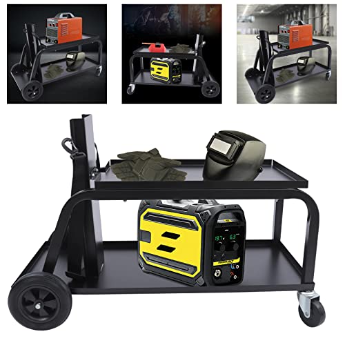 Welder Cart on Wheels, Universal 2-Tier Rolling Welding Cart for TIG MIG Welder and Plasma Cutter Storage, 110 Lbs Capacity