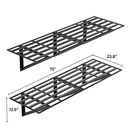 SunsGrove 2-Pack 2x6ft Wall Shelf Garage Storage Rack Garage Shelving Heavy Duty Floating Shelves, Loading 800 LBS, 24"x72", Black
