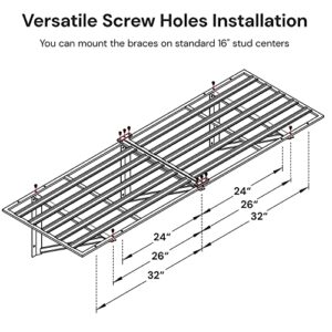 SunsGrove 2-Pack 2x6ft Wall Shelf Garage Storage Rack Garage Shelving Heavy Duty Floating Shelves, Loading 800 LBS, 24"x72", Black