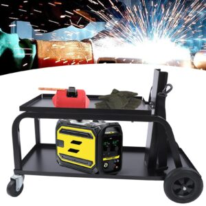 2 Tier Welding Cart on Wheels, Universal Mobile Welding Welder Cart Plasma Cutter Tank Storage MIG TIG ARC Plasma Cutter Welding Cart 110lbs Weight Capacity