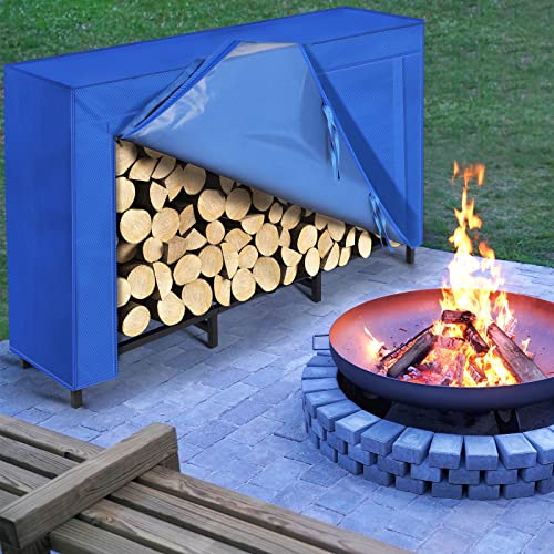 Firewood Rack Outdoor with Cover Waterproof 4ft Outdoor Indoor Fire Wood Storage Holder Metal Log Stacker Rack for Fireplace Heavy Duty Adjustable Wood Pile Lumber Storage Carrier Organizer Black