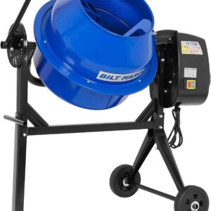 BILT HARD Electric Cement Mixer, 4 Cubic Ft. Portable Concrete Mixer Machine, Wheelbarrow Cement Mixing Tools for Stucco