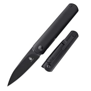 kizer feist folding pocket knife, s35vn steel edc knife, black titanium handle folding knives, personalized knife for everyday carry, camping, hunting, ki3499a5