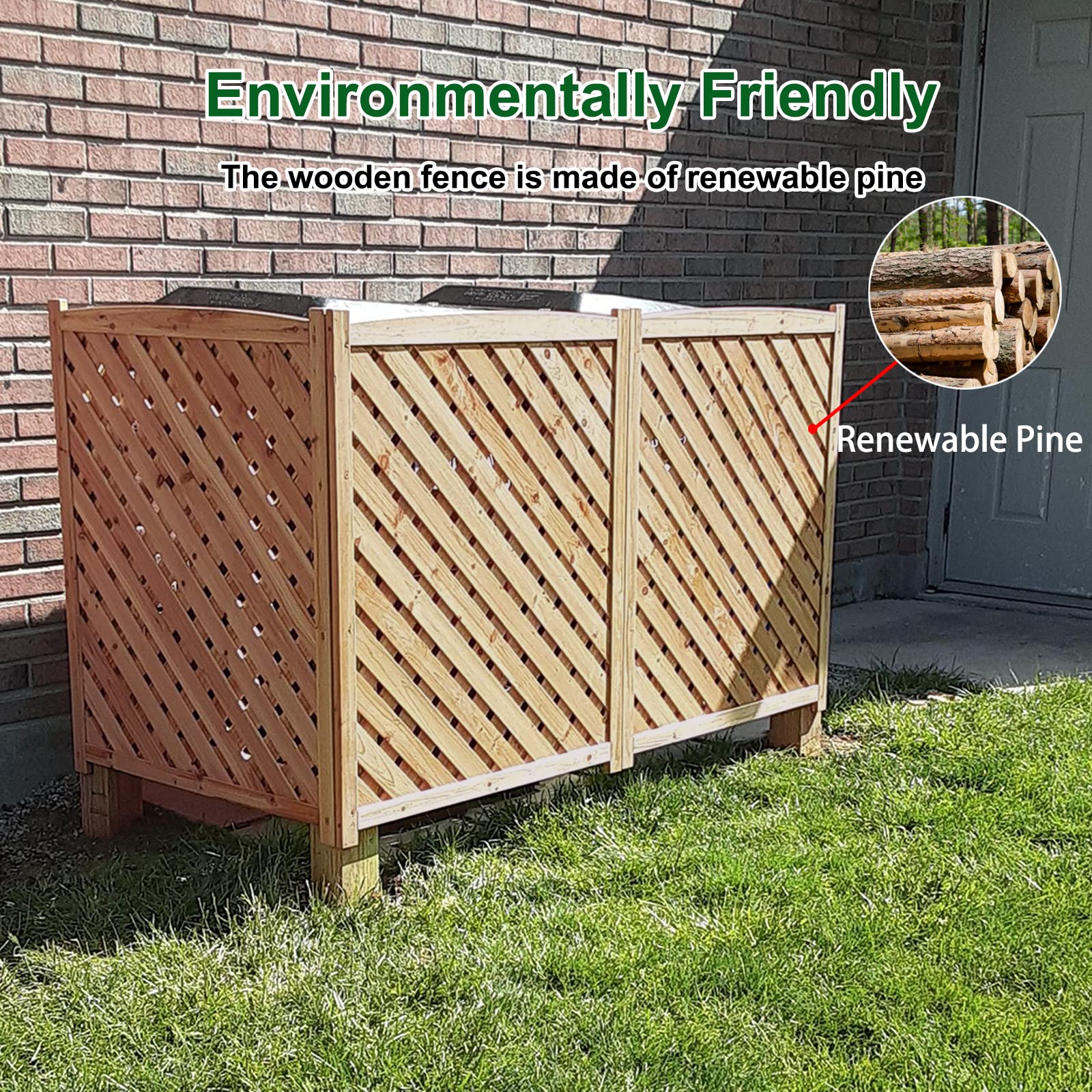 Xeeol Privacy Screen, 3 Panels Wood Fencing for Yard, Patio Lattice Panels for Outside, No Dig Fence Freestanding, Hide Outdoor Air Conditioner and Trash Enclosure