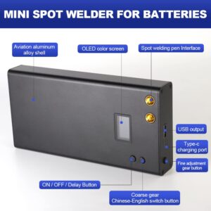 11000mAh Mini spot Welder with LCD Screen，for 18650 Battery Pack Welding, Adjustable Welding Strength to 80 Gears, Support Welding 0.1-0.2 mm Nickel Sheet, with 16 inch Copper Rod, 5 m Nickel Sheet