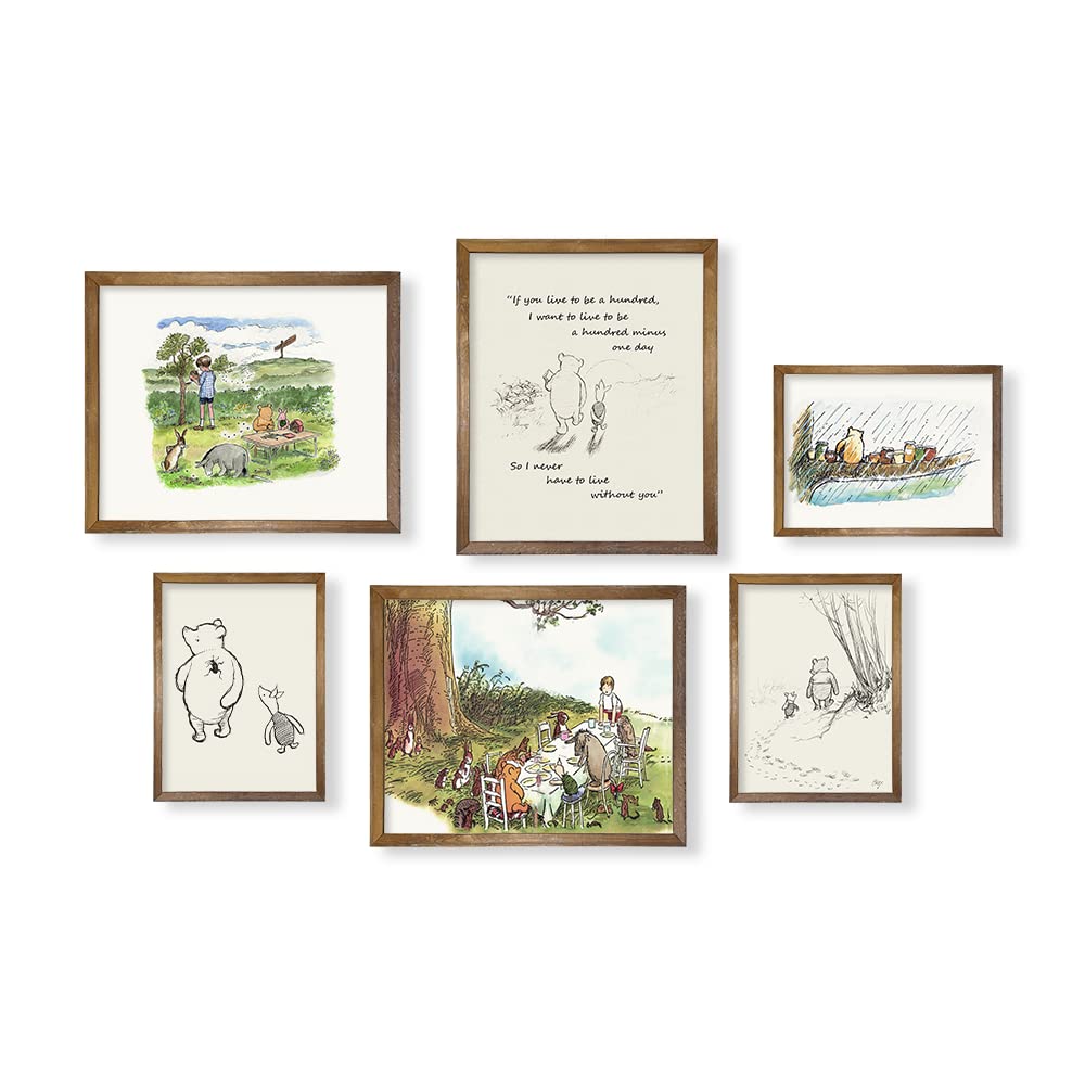 You Are Braver Than You Think - Winnie The Pooh Nursery Wall Art - Vintage Hundred Acre Wood Poster - Toddler Room Decor - Gifts for Winnie Fans Lover - Motivational Quote for Kids Little Boys Bedroom