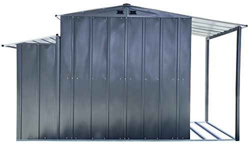 Arrow Sheds 10' x 5' Galvanized Steel 3-in-1 Pad-Lockable Outdoor Utility Storage Shed, Anthracite