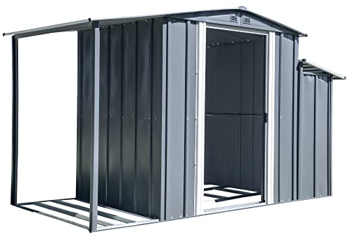 Arrow Sheds 10' x 5' Galvanized Steel 3-in-1 Pad-Lockable Outdoor Utility Storage Shed, Anthracite