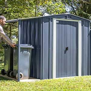 Arrow Sheds 10' x 5' Galvanized Steel 3-in-1 Pad-Lockable Outdoor Utility Storage Shed, Anthracite