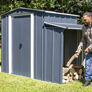 Arrow Sheds 10' x 5' Galvanized Steel 3-in-1 Pad-Lockable Outdoor Utility Storage Shed, Anthracite