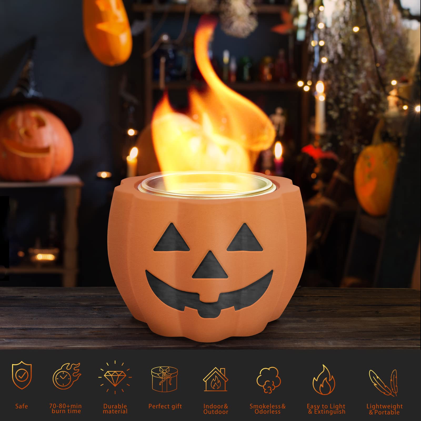 Rubbing Alcohol Tabletop Fire Pit - Halloween Decor Indoor Outdoor Fireplace Mini Fire Pit Small Fire Bowl Long Time Burning and Smokeless Smores Maker and Birthday Gifts