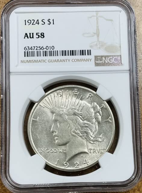 1924 S Peace Dollar $1 NGC AU-58