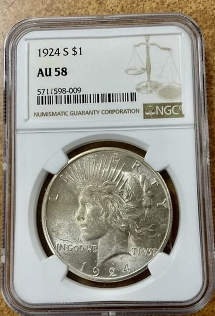 1924 S Peace Dollar $1 NGC AU-58