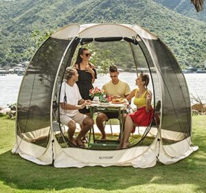 ulticor canopy outdoor screen tent – instant pop-up screen room tent – large screen house – 4-6 person gazebo canopy tent for picnics, bbq, parties, patio & camping, not waterproof (10 x 10)