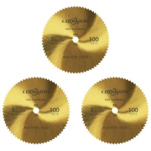 3 inch circular saw blade with 3/8 inch arbor, 100-tooth hss saw blade for wood plastic metal cutting (3 pcs - upgraded)