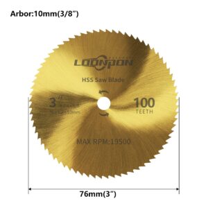 3 Inch Circular Saw Blade with 3/8 Inch Arbor, 100-Tooth HSS Saw Blade for Wood Plastic Metal Cutting (3 Pcs - Upgraded)
