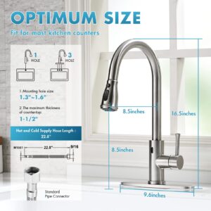 GUUKAR Kitchen Sink Faucet with Pull Down Spray, Touchless Kitchen Faucet Brushed Stainless Steel