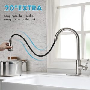 GUUKAR Kitchen Sink Faucet with Pull Down Spray, Touchless Kitchen Faucet Brushed Stainless Steel