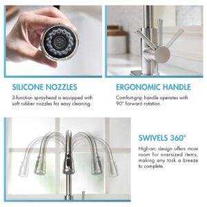 GUUKAR Kitchen Sink Faucet with Pull Down Spray, Touchless Kitchen Faucet Brushed Stainless Steel