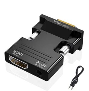 hdmi to vga adapter, hdmi to vga audio output cable computer set-top box converter connector adapter for laptop, pc, monitor, projector, hdtv, chromebook, roku, xbox(3.5mm stereo cable included)