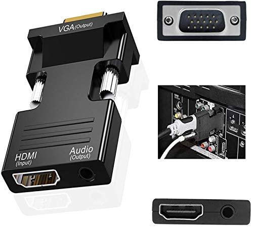 HDMI to VGA Adapter, HDMI to VGA Audio Output Cable Computer Set-top Box Converter Connector Adapter for Laptop, PC, Monitor, Projector, HDTV, Chromebook, Roku, Xbox(3.5mm Stereo Cable Included)