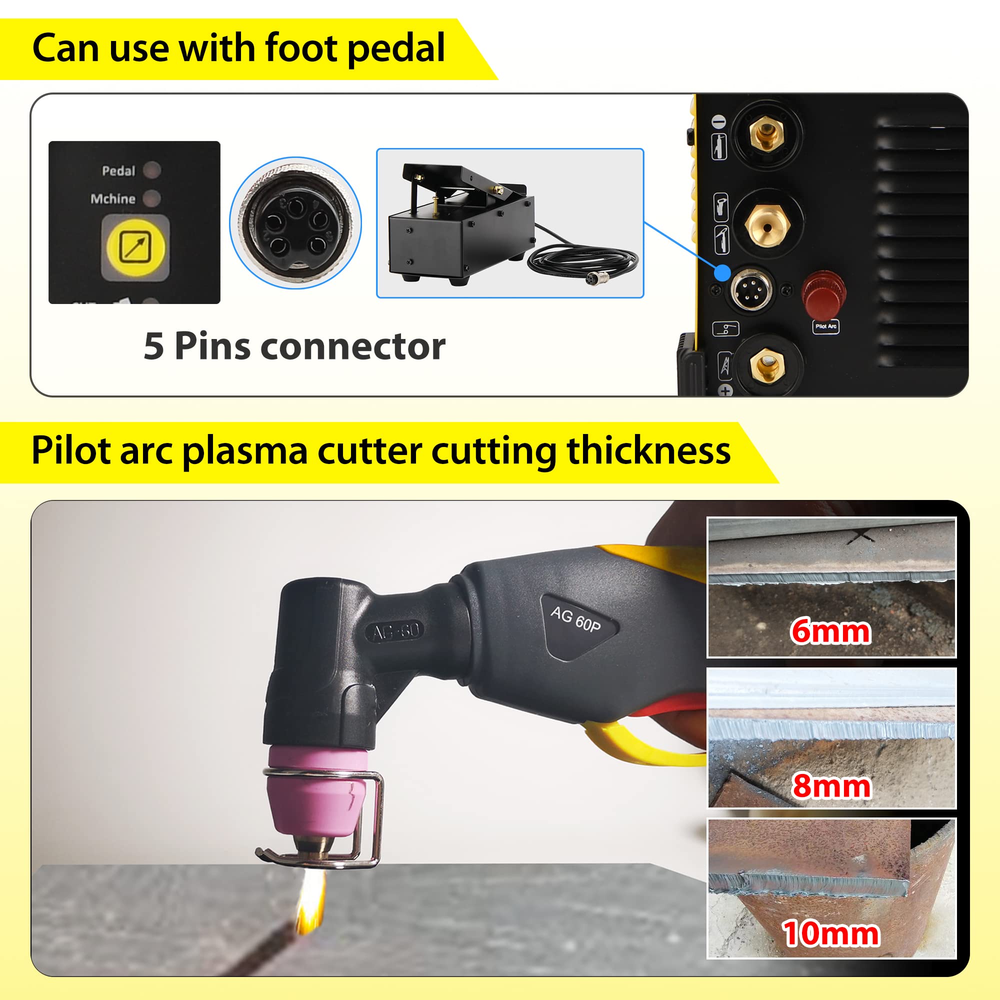 3-in-1 50 Amp Pilot Arc Plasma Cutter, 200 Amp TIG Welder and 200 Amp Stick Welder -AG60P Consumables