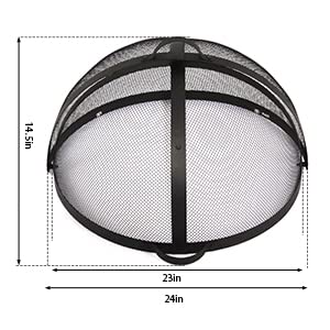 Fire Pit Spark Screen Cover Accessory Easy-Opening Outdoor Backyard Heavy-Duty Round Fire Mesh Screen Guard Hinged Door-24 Inch