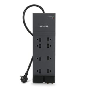 Belkin 8-Outlet Home and Office Surge Protector, 12ft Cord, Black & Power Strip Surge Protector with 12 AC Multiple Outlets, 10 ft Long Flat Plug Heavy Duty Extension Cord (4,156 Joules)